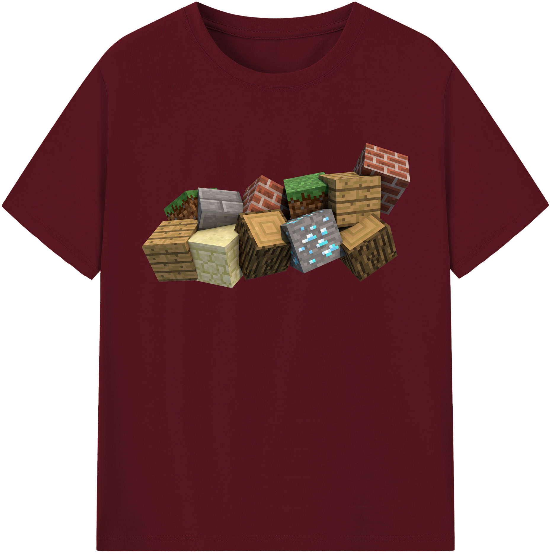 （画像用） マインクラフト ブロックの世界 Minecraft MC Block world 綿100％半袖Tシャツ（フロントプリント）